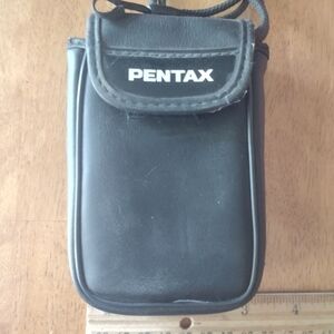 Pentax Black Faux Leather Camera Case/ Vintage/ Has Strap/ Back Loop